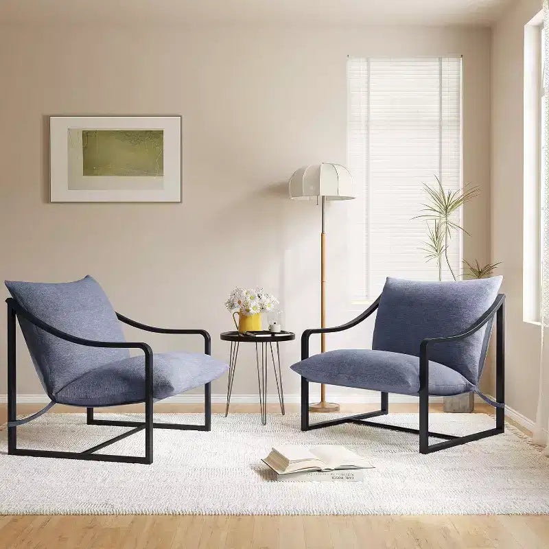 Fauteuil d'appoint moderne COZONY avec cadre métallique, fauteuil de salon rembourré avec coussin en mousse pour salon, chambre à coucher