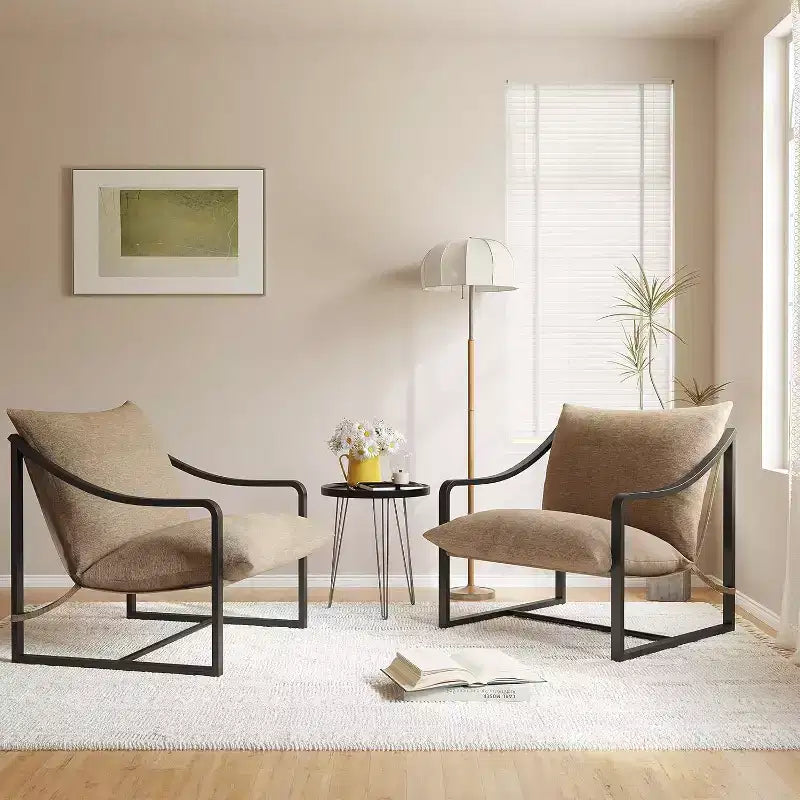 Fauteuil d'appoint moderne COZONY avec cadre métallique, fauteuil de salon rembourré avec coussin en mousse pour salon, chambre à coucher