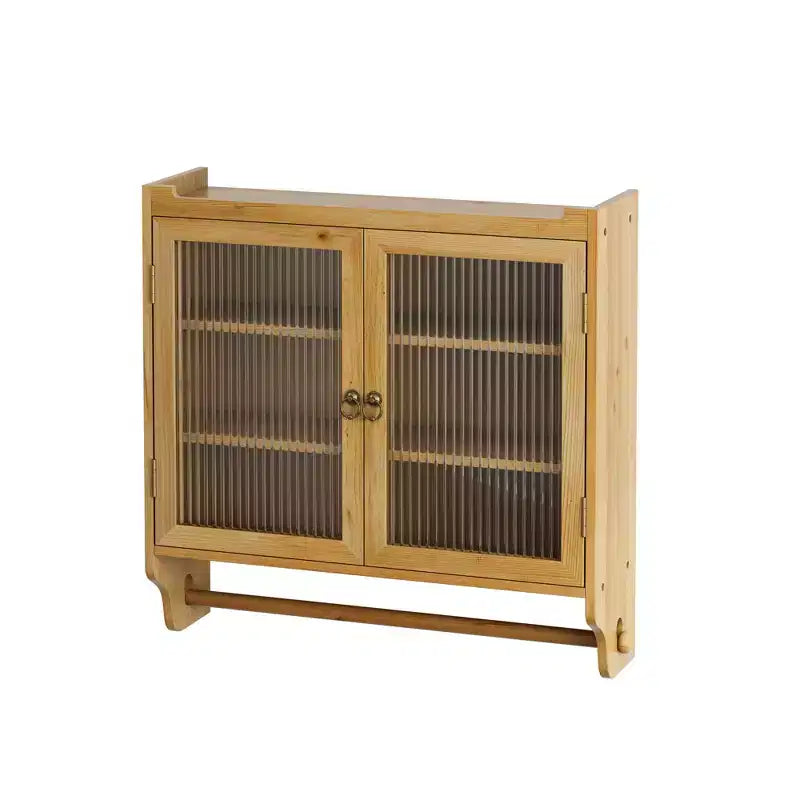 Meuble mural Okak, meuble de rangement avec 2 portes vitrées et 3 étagères, meubles d'appoint pour la cuisine, la salle à manger