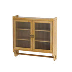 Meuble mural Okak, meuble de rangement avec 2 portes vitrées et 3 étagères, meubles d'appoint pour la cuisine, la salle à manger