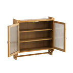 Meuble mural Okak, meuble de rangement avec 2 portes vitrées et 3 étagères, meubles d'appoint pour la cuisine, la salle à manger