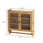 Meuble mural Okak, meuble de rangement avec 2 portes vitrées et 3 étagères, meubles d'appoint pour la cuisine, la salle à manger