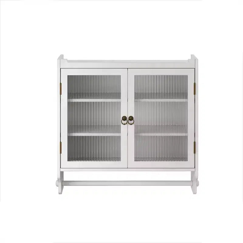 Meuble mural Okak, meuble de rangement avec 2 portes vitrées et 3 étagères, meubles d'appoint pour la cuisine, la salle à manger
