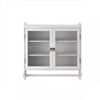 Meuble mural Okak, meuble de rangement avec 2 portes vitrées et 3 étagères, meubles d'appoint pour la cuisine, la salle à manger