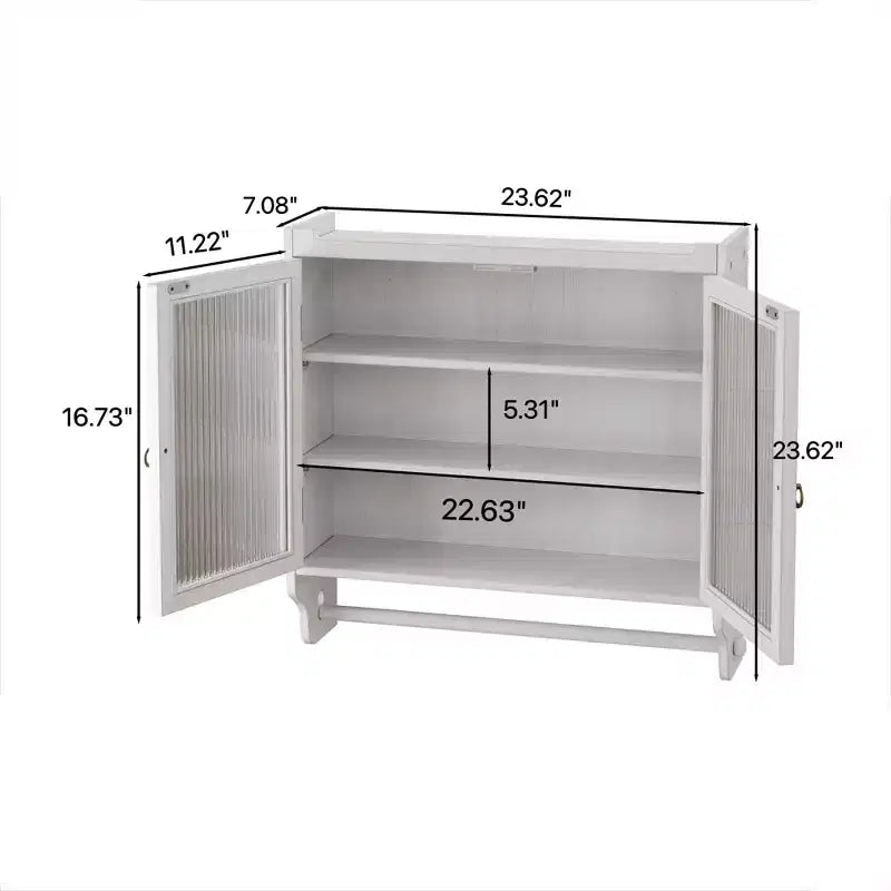 Meuble mural Okak, meuble de rangement avec 2 portes vitrées et 3 étagères, meubles d'appoint pour la cuisine, la salle à manger