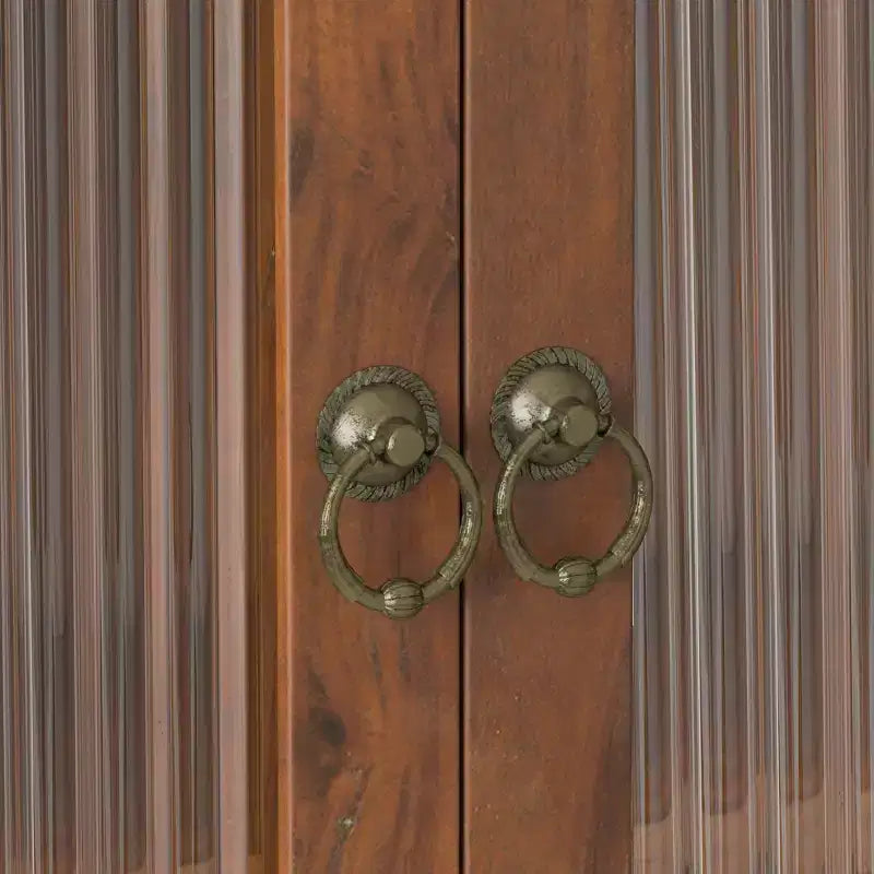 Meuble mural Okak, meuble de rangement avec 2 portes vitrées et 3 étagères, meubles d'appoint pour la cuisine, la salle à manger