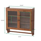 Meuble mural Okak, meuble de rangement avec 2 portes vitrées et 3 étagères, meubles d'appoint pour la cuisine, la salle à manger