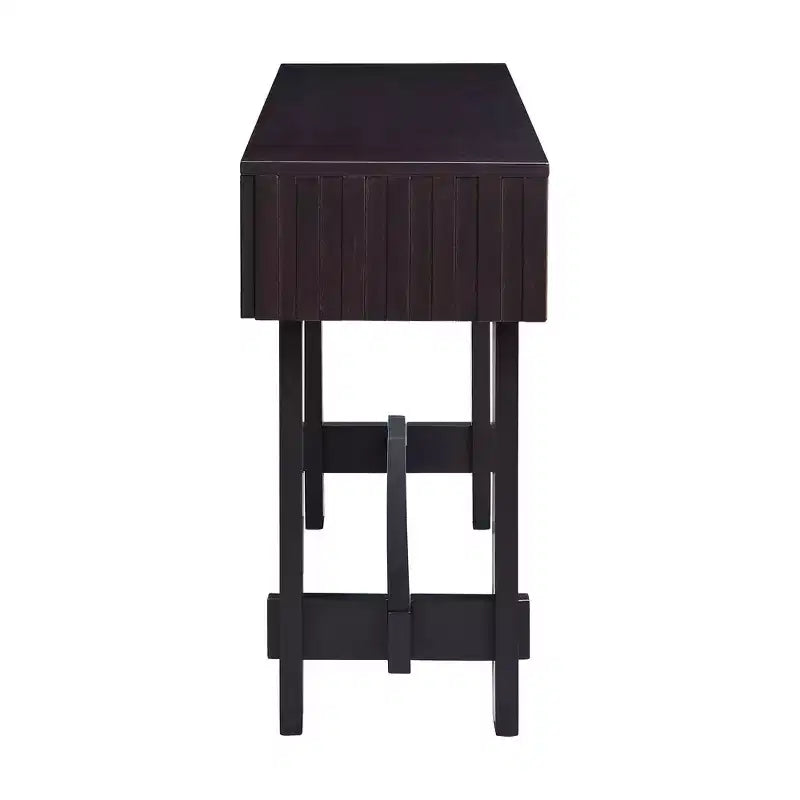 Hostack Table Console 52 po avec Tiroirs de Rangement et Pieds en Bois Massif pour Salon et Entrée, Espresso