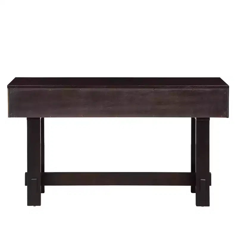 Hostack Table Console 52 po avec Tiroirs de Rangement et Pieds en Bois Massif pour Salon et Entrée, Espresso