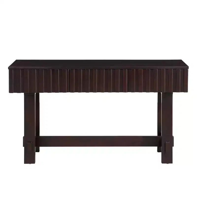Hostack Table Console 52 po avec Tiroirs de Rangement et Pieds en Bois Massif pour Salon et Entrée, Espresso