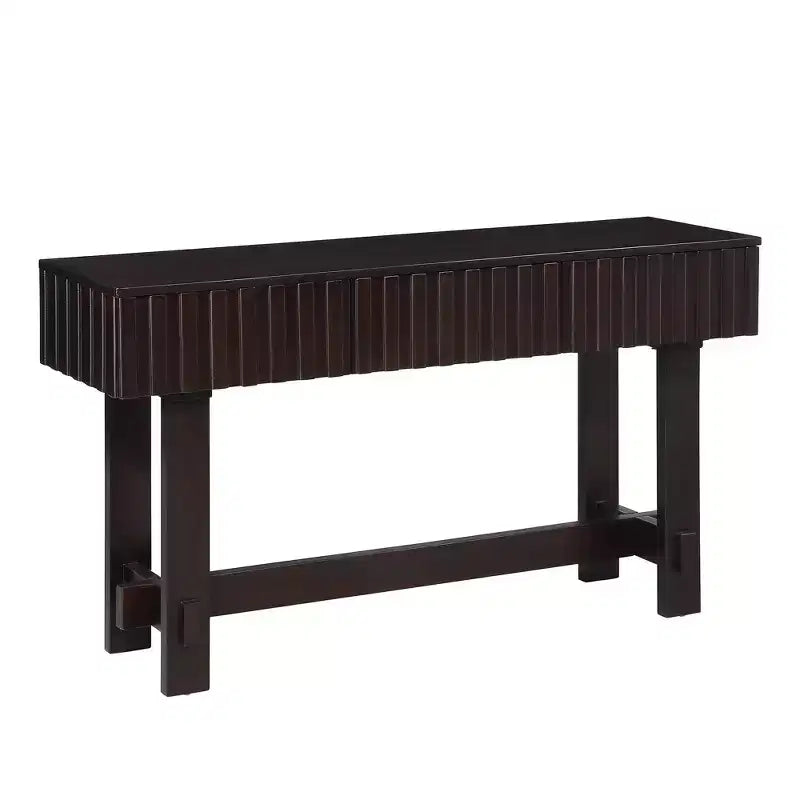 Hostack Table Console 52 po avec Tiroirs de Rangement et Pieds en Bois Massif pour Salon et Entrée, Espresso