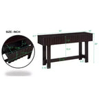 Hostack Table Console 52 po avec Tiroirs de Rangement et Pieds en Bois Massif pour Salon et Entrée, Espresso
