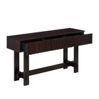 Hostack Table Console 52 po avec Tiroirs de Rangement et Pieds en Bois Massif pour Salon et Entrée, Espresso