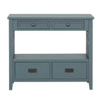 Hostack Table console de ferme en bois de 91 cm avec 4 tiroirs et 1 étagère de rangement pour entrée et salon, bleue