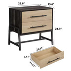 Table de chevet GustoWave avec tiroirs, table de chevet de 60 cm de large avec rangement, table d'appoint en bois clair avec pieds en métal, table de chevet marron foncé