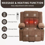 Grand fauteuil inclinable électrique GustoWave pour adulte avec chauffage et massage, fauteuil inclinable en tissu surdimensionné pour salon avec position infinie