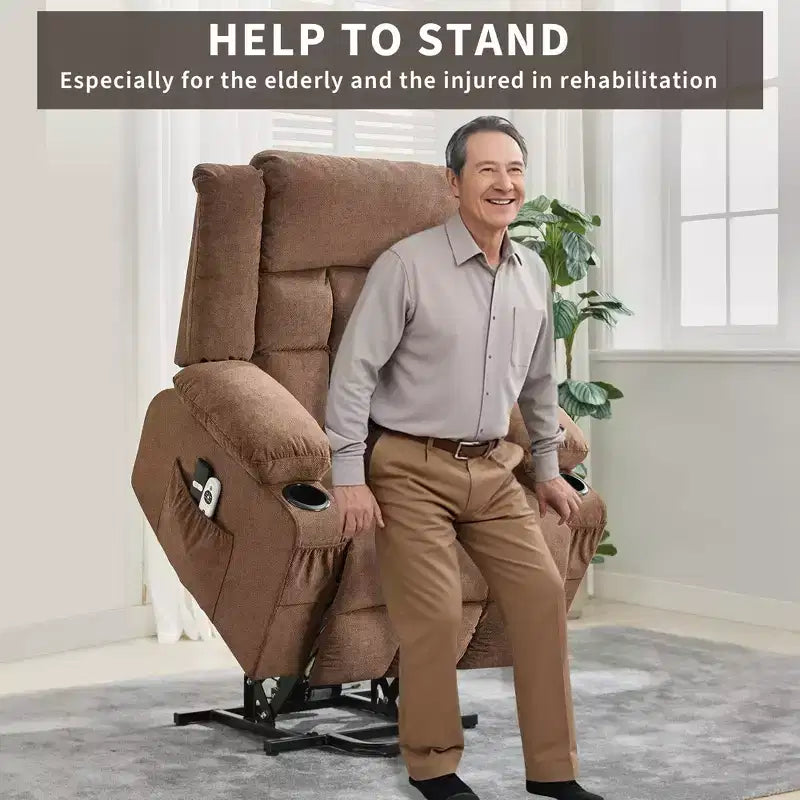 Grand fauteuil inclinable électrique GustoWave pour adulte avec chauffage et massage, fauteuil inclinable en tissu surdimensionné pour salon avec position infinie