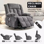 Grand fauteuil inclinable électrique GustoWave pour adulte avec chauffage et massage, fauteuil inclinable en tissu surdimensionné pour salon avec position infinie