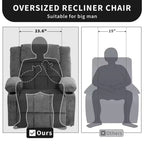 Grand fauteuil inclinable électrique GustoWave pour adulte avec chauffage et massage, fauteuil inclinable en tissu surdimensionné pour salon avec position infinie
