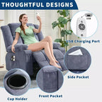 Grand fauteuil inclinable électrique GustoWave pour adulte avec chauffage et massage, fauteuil inclinable en tissu surdimensionné pour salon avec position infinie