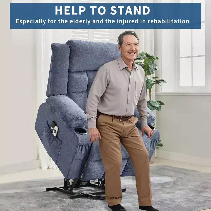 Grand fauteuil inclinable électrique GustoWave pour adulte avec chauffage et massage, fauteuil inclinable en tissu surdimensionné pour salon avec position infinie