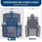 Grand fauteuil inclinable électrique GustoWave pour adulte avec chauffage et massage, fauteuil inclinable en tissu surdimensionné pour salon avec position infinie