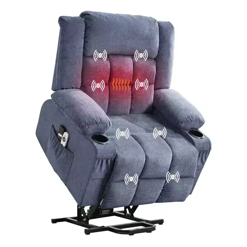 GustoWave Large Power Lift Recliner Chair for Adult w/Heat and Massage, Oversized Fabric Recliner for Living Room with Infinite Position