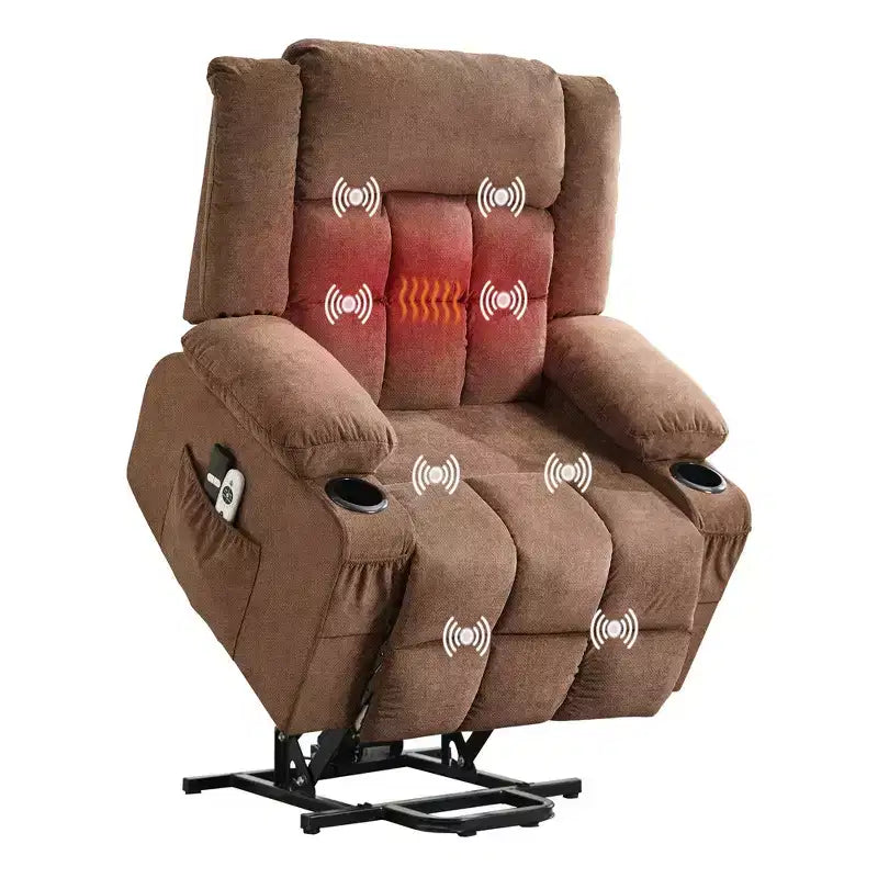 Grand fauteuil inclinable électrique GustoWave pour adulte avec chauffage et massage, fauteuil inclinable en tissu surdimensionné pour salon avec position infinie
