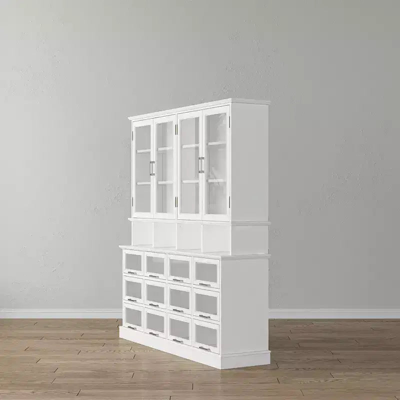 Famapy Meuble de cuisine et garde-manger multifonctionnel, meuble de rangement alimentaire grande capacité avec portes vitrées, organisation et présentation faciles pour la cuisine à la maison
