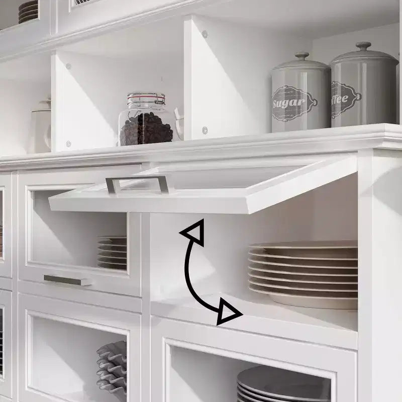 Famapy Meuble de cuisine et garde-manger multifonctionnel, meuble de rangement alimentaire grande capacité avec portes vitrées, organisation et présentation faciles pour la cuisine à la maison