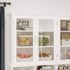 Famapy Meuble de cuisine et garde-manger multifonctionnel, meuble de rangement alimentaire grande capacité avec portes vitrées, organisation et présentation faciles pour la cuisine à la maison