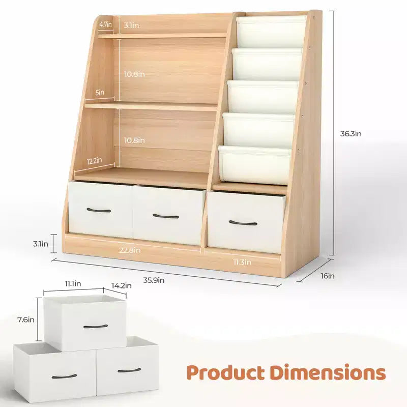 Étagère pour enfants SUGIFT, meuble de rangement pour jouets, organisateur de jouets pour enfants, bibliothèque à pieds de lit, étagère à livres pour enfants, blanc