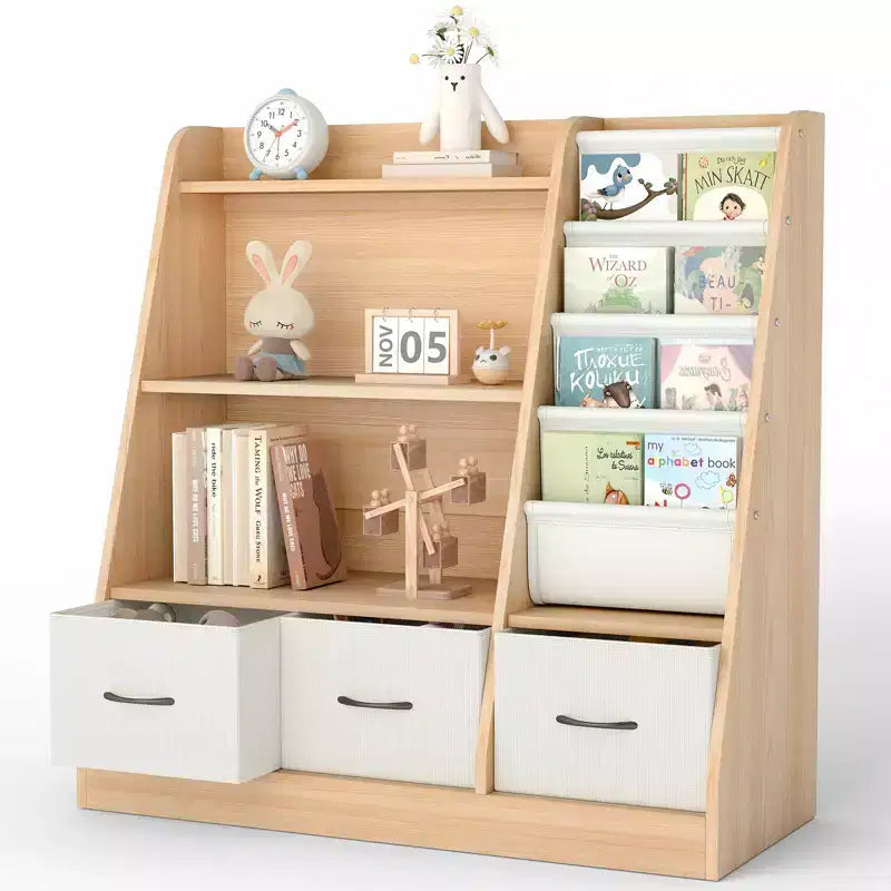 SUGIFT Kids Bookshelf, Toy Storage Cabinet, Kids Toy Organizer, Bookcase Footboard, Bookshelf for Kids, White