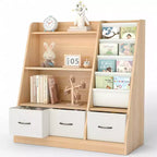 SUGIFT Kids Bookshelf, Toy Storage Cabinet, Kids Toy Organizer, Bookcase Footboard, Bookshelf for Kids, White