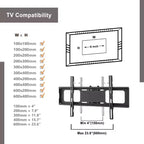 Meuble TV multifonction noir réglable en hauteur et en angle - Verre trempé avec pivot et gestion des câbles
