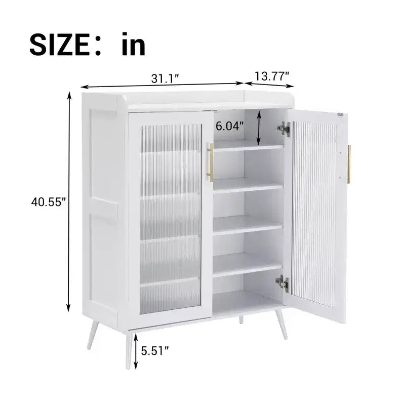 Meuble à chaussures COZONY avec portes en verre, étagère à chaussures à 5 niveaux avec pieds robustes, organisateur de chaussures d'entrée