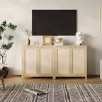 COZONY 34 Buffet Bahut en Rotin avec Étagères Réglables, Meuble de Rangement Autonome pour Salle à Manger, Cuisine, Couloir, Décoration Bohème