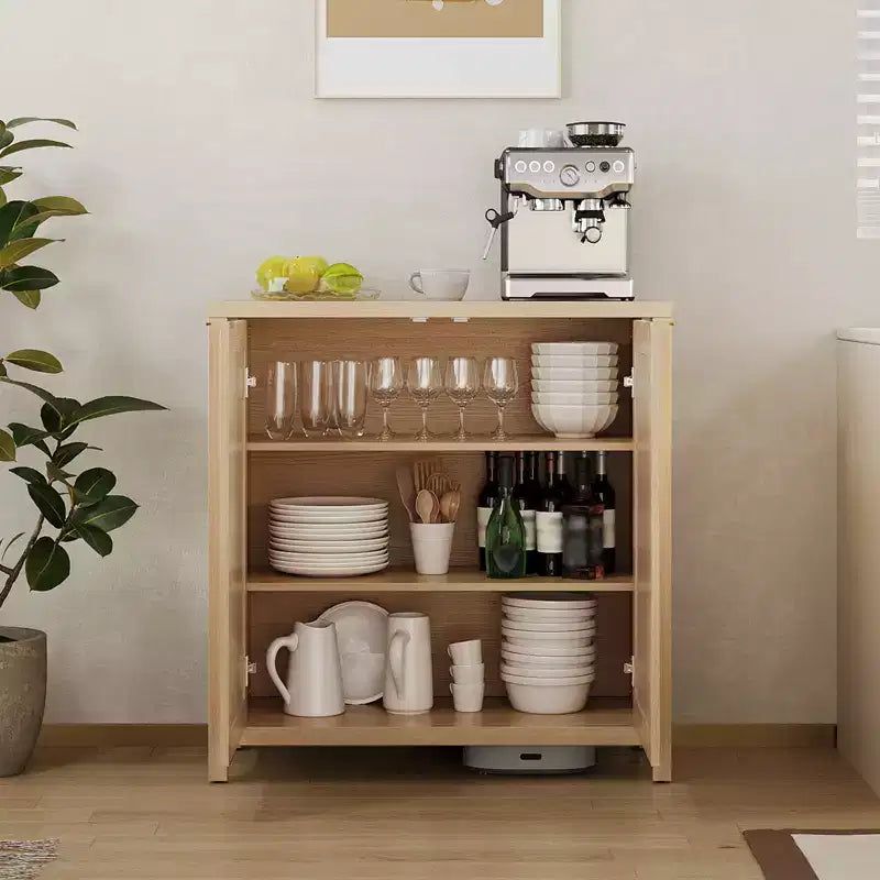COZONY 34 Buffet Bahut en Rotin avec Étagères Réglables, Meuble de Rangement Autonome pour Salle à Manger, Cuisine, Couloir, Décoration Bohème
