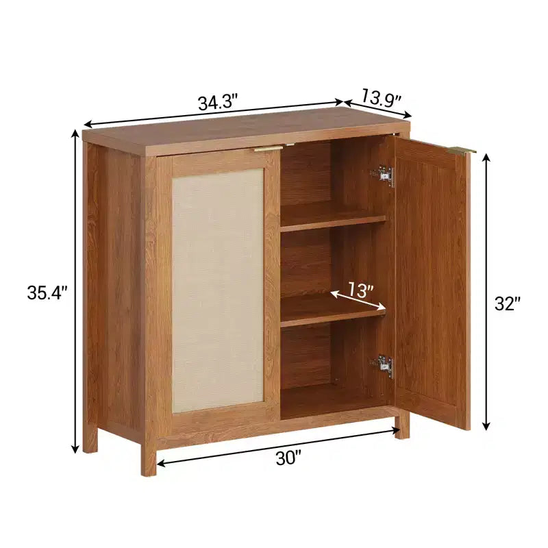 COZONY 34 Buffet Bahut en Rotin avec Étagères Réglables, Meuble de Rangement Autonome pour Salle à Manger, Cuisine, Couloir, Décoration Bohème