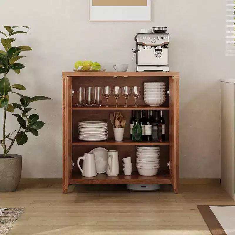 COZONY 34 Buffet Bahut en Rotin avec Étagères Réglables, Meuble de Rangement Autonome pour Salle à Manger, Cuisine, Couloir, Décoration Bohème