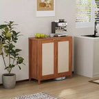 COZONY 34 Buffet Bahut en Rotin avec Étagères Réglables, Meuble de Rangement Autonome pour Salle à Manger, Cuisine, Couloir, Décoration Bohème