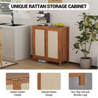 COZONY 34 Buffet Bahut en Rotin avec Étagères Réglables, Meuble de Rangement Autonome pour Salle à Manger, Cuisine, Couloir, Décoration Bohème