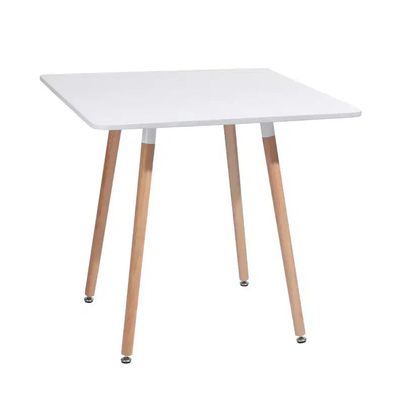 HomeRoots 32 White and Natural Wood and Solid Wood Square Dining Table