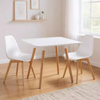 HomeRoots Table à manger carrée 32 en bois massif et bois naturel blanc