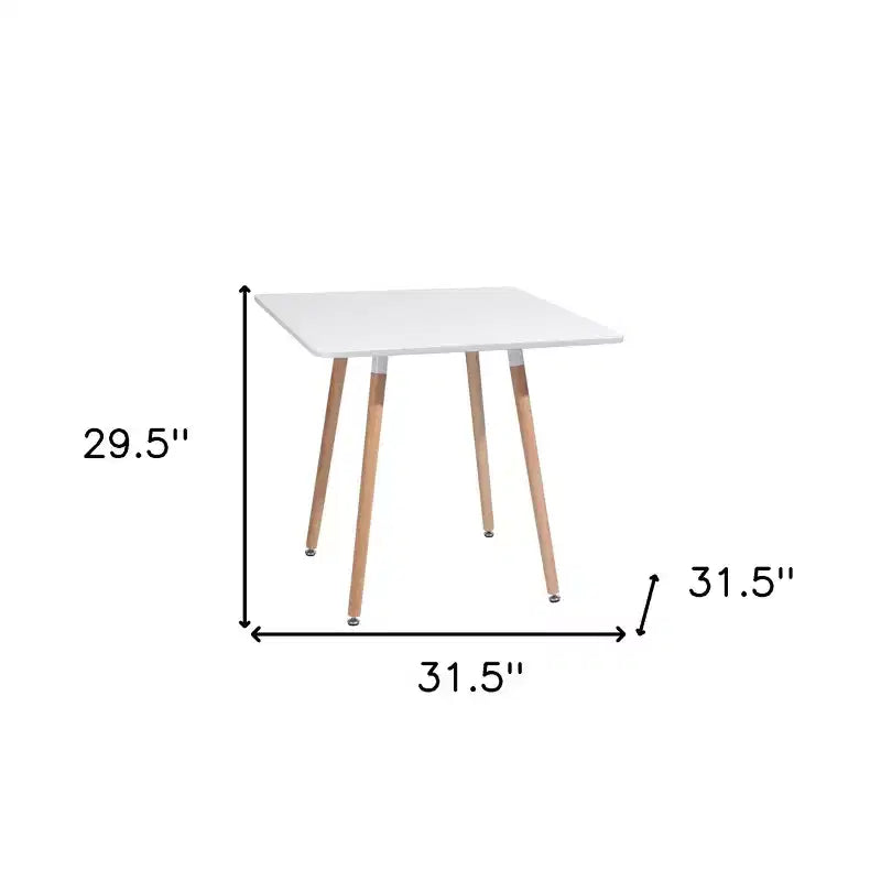 HomeRoots Table à manger carrée 32 en bois massif et bois naturel blanc