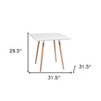 HomeRoots Table à manger carrée 32 en bois massif et bois naturel blanc