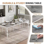 Table de salle à manger rectangulaire pour 6 personnes, table de cuisine rustique de 180 cm avec grand plateau