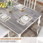 Table de salle à manger rectangulaire pour 6 personnes, table de cuisine rustique de 180 cm avec grand plateau