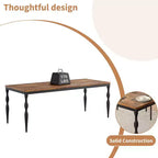 Table de salle à manger rectangulaire pour 6 personnes, table de cuisine rustique de 180 cm avec grand plateau