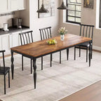Table de salle à manger rectangulaire pour 6 personnes, table de cuisine rustique de 180 cm avec grand plateau